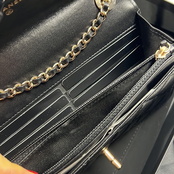 Chanel-Trendy CC O-MINI BAG Lambskin Quilted Wallet On Chain WOC Black Gold HW - Picture 8 of 17